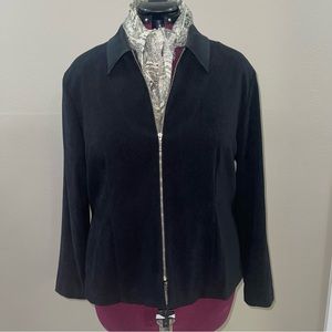 Scarlett two-tone black full zip jacket w/ shoulder pads (sz 18) super soft